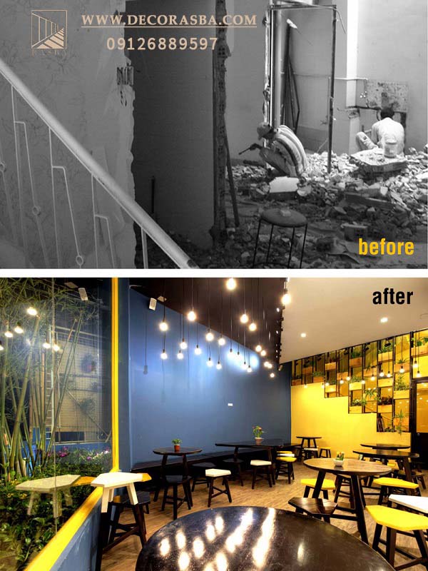 عکس قبل و بعد بازسازی ساختمان تجاری (رستوران)