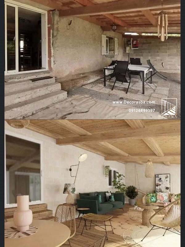 عکس قبل و بعد از بازسازی خانه ویلایی قدیمی