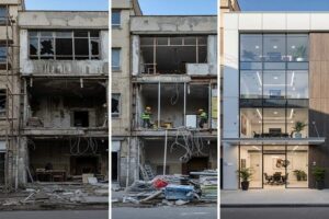 ایده بازسازی ساختمان اداری و دفترکار + (مراحل، مجوز و هزینه) 68 بازسازی کلی ساختمان اداری