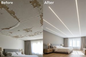 مراحل بازسازی سقف خانه + (انواع روش ها و متریال) 56 بازسازی سقف اتاق خواب