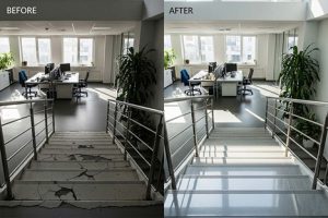 مراحل بازسازی راه پله ساختمان