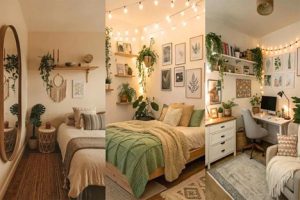 دیزاین دیوار اتاق خواب با گل و گیاه