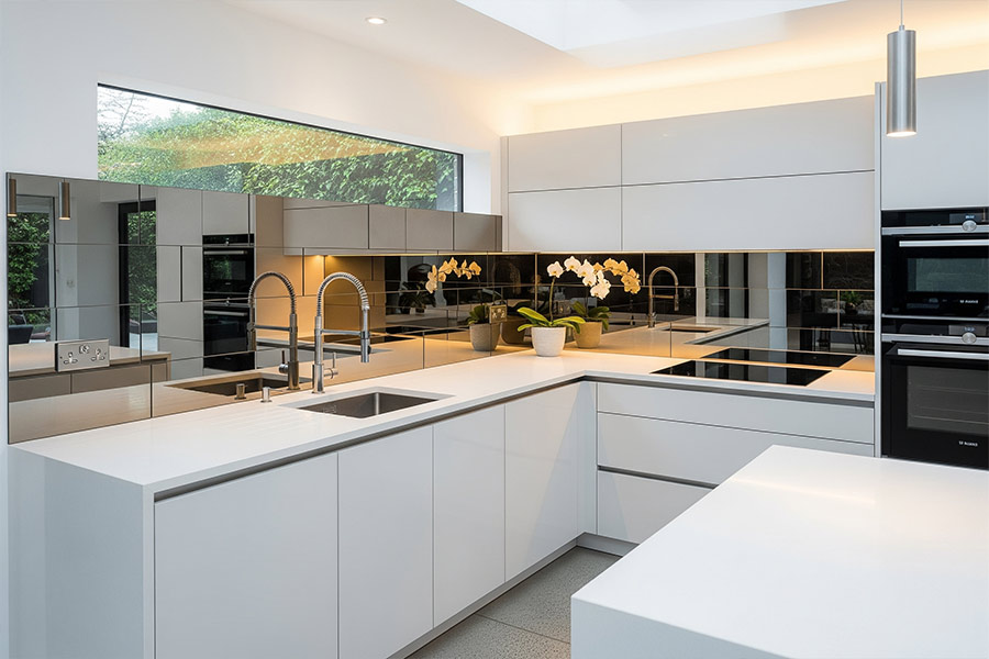 +25 طرح آینه دکوراتیو در دکوراسیون داخلی + (مکان های ایده آل نصب) 143 نصب آینه در آشپزخانه