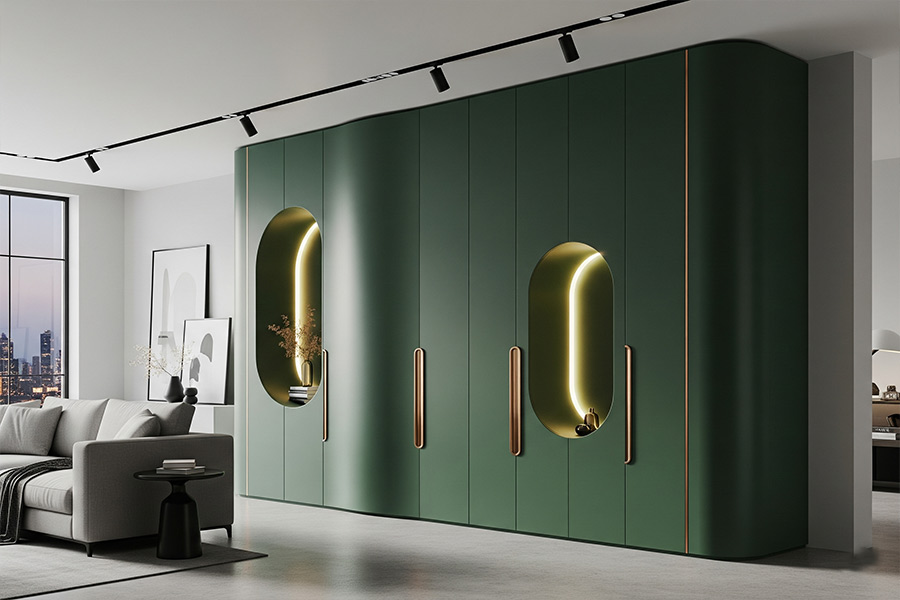 14 طرح کمد دیواری پذیرایی شیک + (نکات چیدمان و طراحی) 69 کمد دیواری پذیرایی