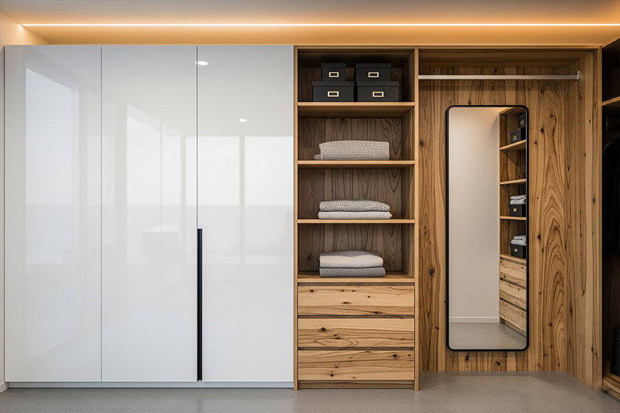 +15 طرح کمد دیواری جدید اتاق خواب + (نکات انتخاب متریال و اکسسوری) 83 طرح کمد دیواری اتاق