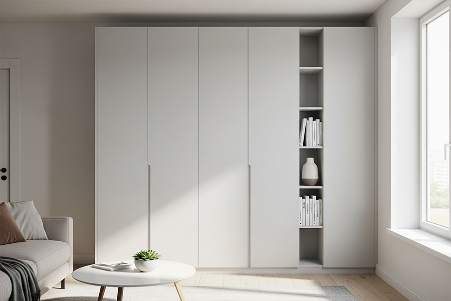 14 طرح کمد دیواری پذیرایی شیک + (نکات چیدمان و طراحی) 74 طراحی کمد دیواری در پذیرایی