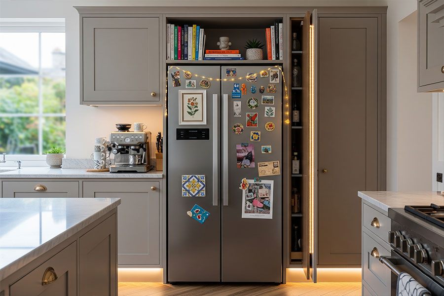 +12 ایده دکور کابینت کنار یخچال + (بهترین مکان قرارگیری یخچال) 69 دکور روی یخچال