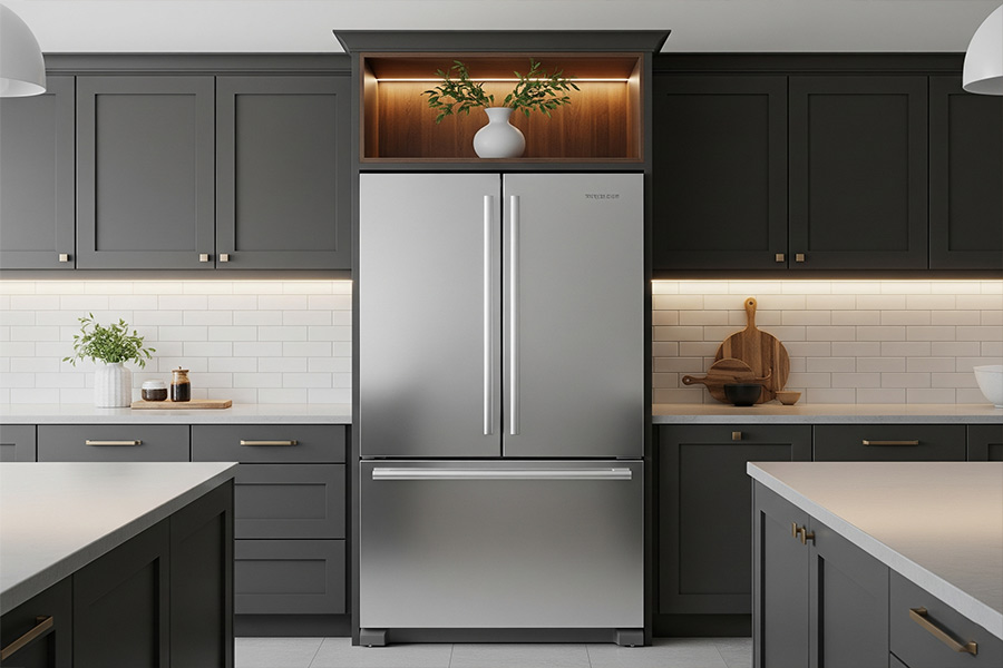 +12 ایده دکور کابینت کنار یخچال + (بهترین مکان قرارگیری یخچال) 62 دکور کابینت کنار یخچال