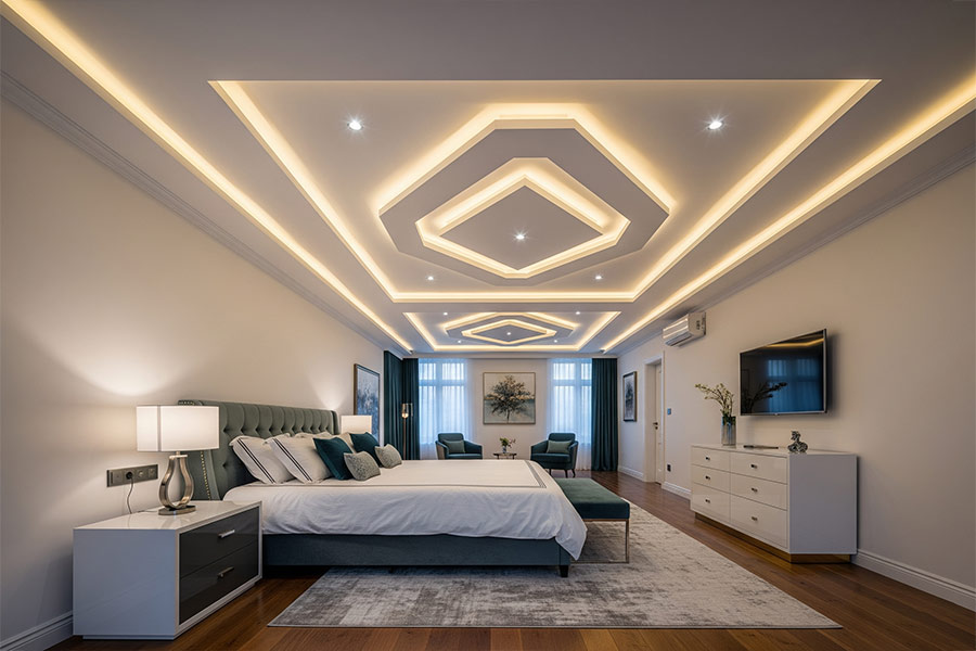 +12 مدل کناف سقف پذیرایی جدید + (نکات طراحی ساده و شیک) 75 کناف سقف اتاق خواب