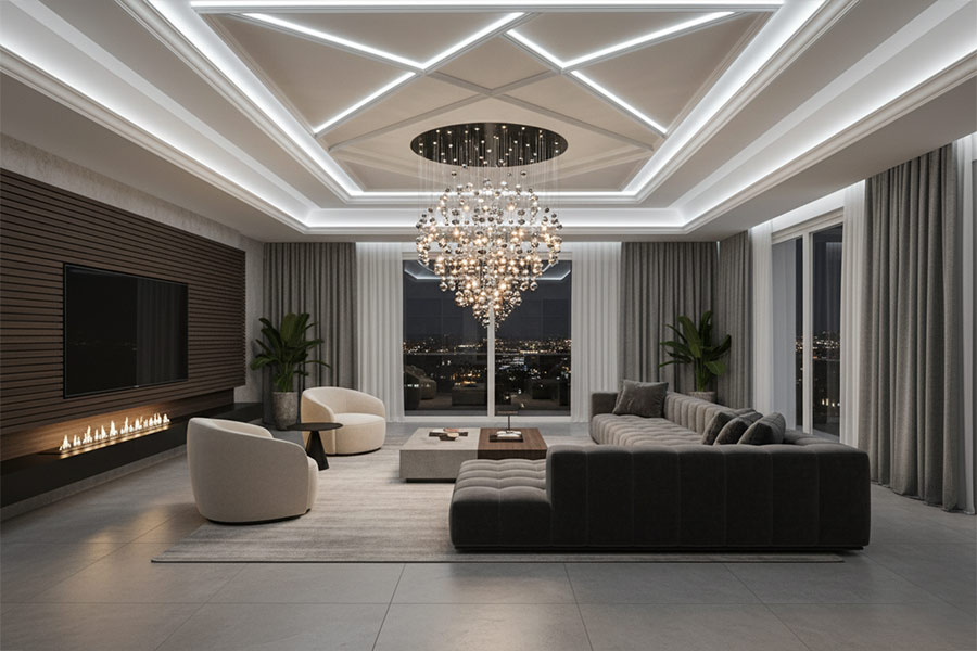 +12 مدل جدیدترین گچبری سقف پذیرایی شیک + (نکات اجرا) 70 گچ بری سقف پذیرایی جدید