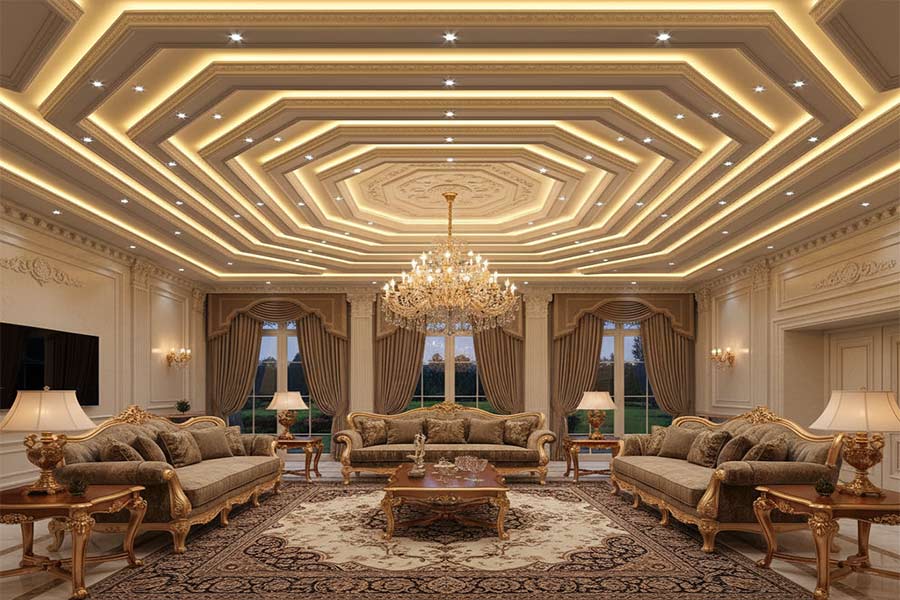 +12 مدل کناف سقف پذیرایی جدید + (نکات طراحی ساده و شیک) 71 کناف سقف پذیرایی