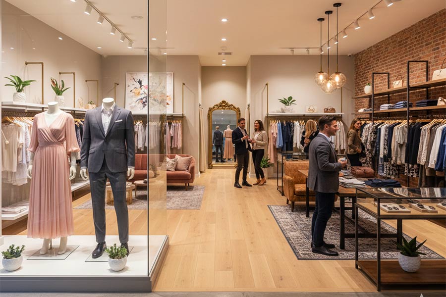 دکور ویترین مغازه و ورودی مغازه پوشاک