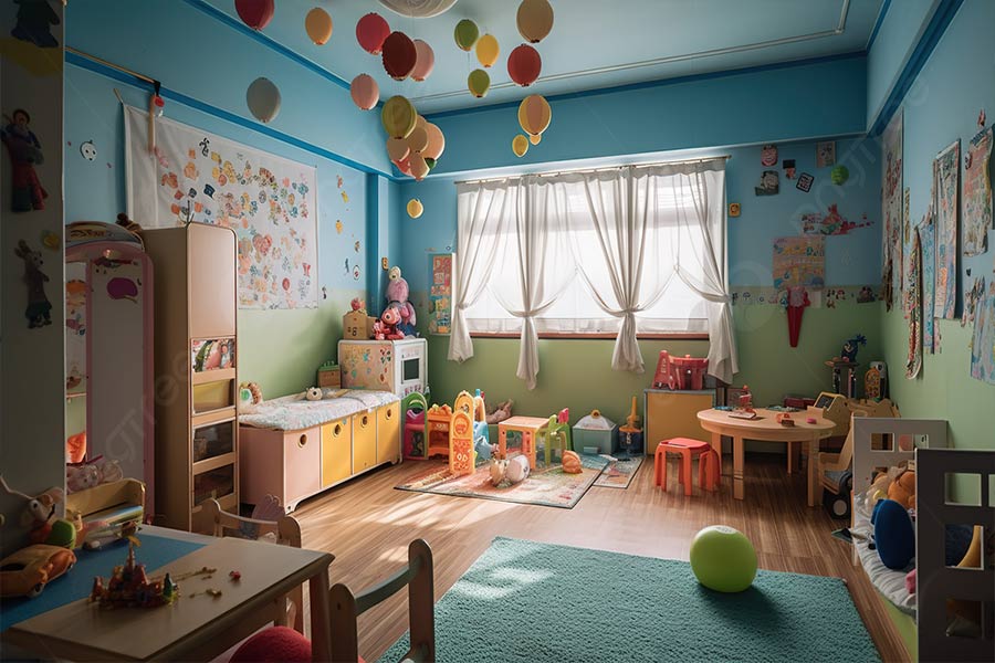 طراحی دیوارها، سقف و فضای ذخیره‌سازی خانه بازی