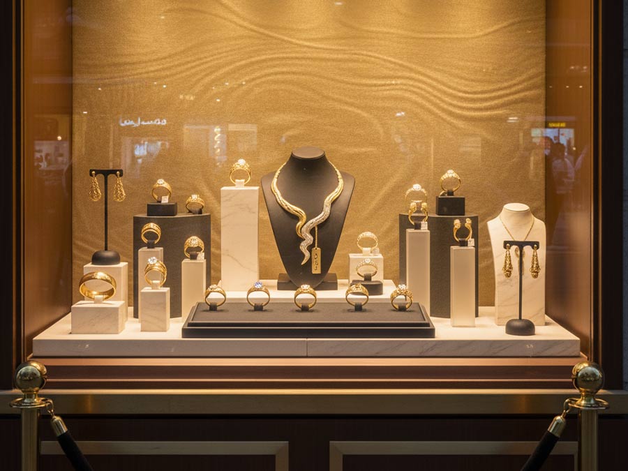 دکور ویترین طلا فروشی
