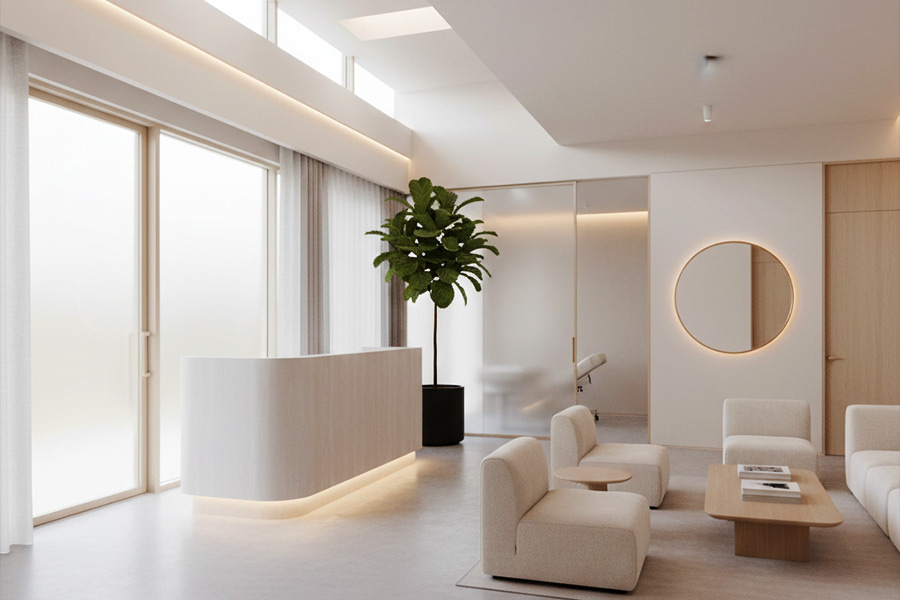دکوراسیون کلینیک زیبایی سبک مینیمال