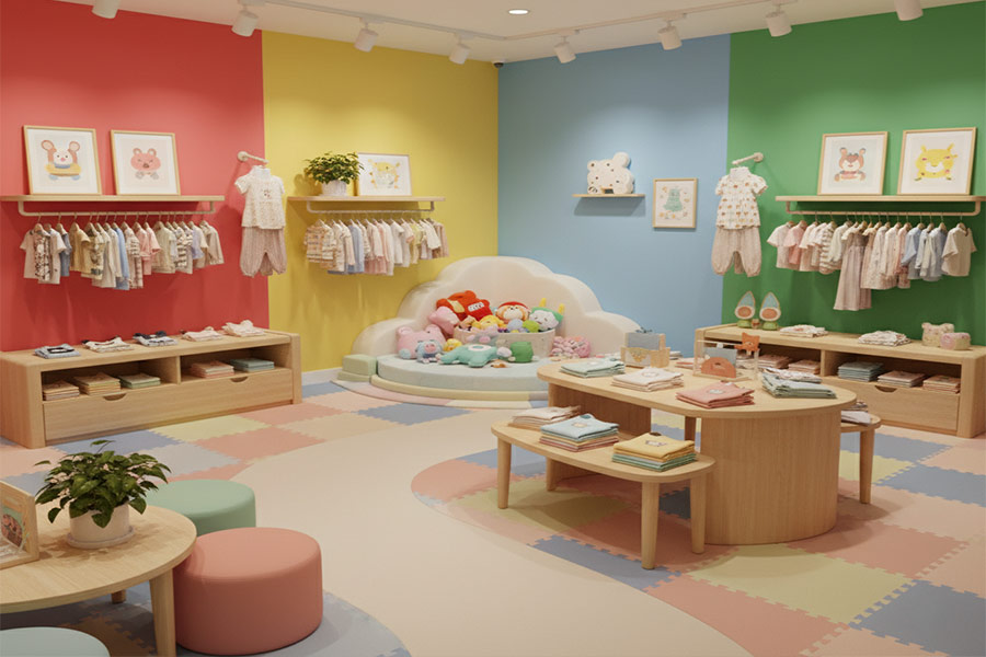 دکوراسیون مغازه پوشاک بچگانه