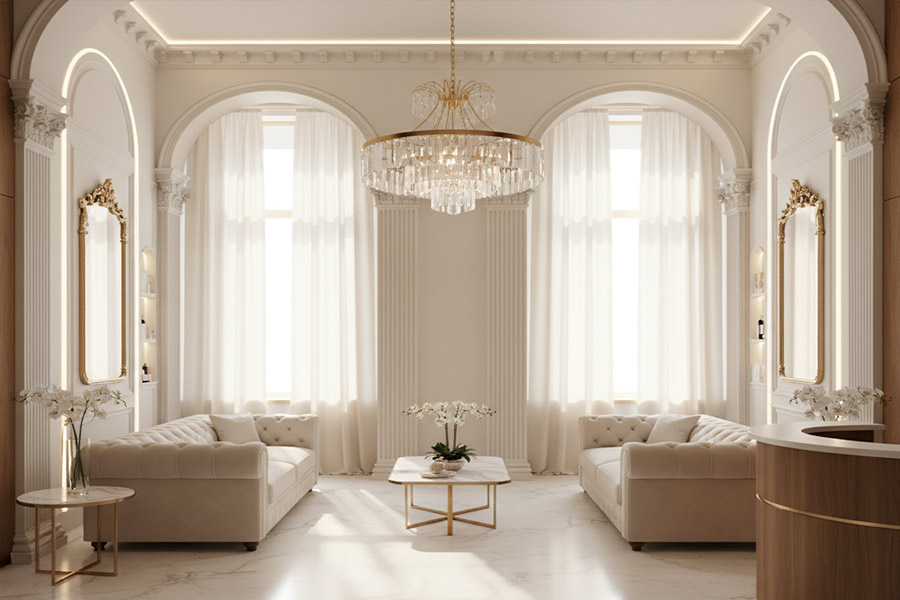 دکوراسیون کلینیک زیبایی سبک نئوکلاسیک