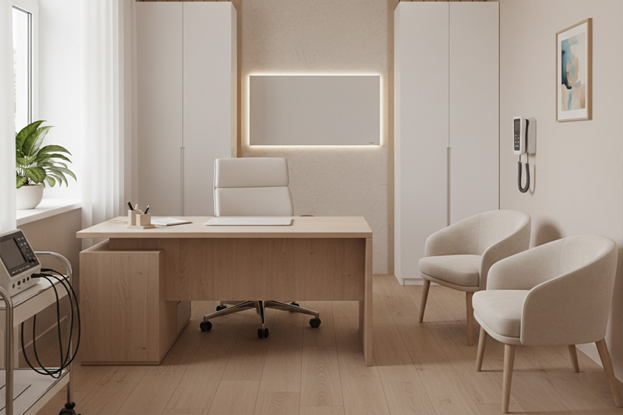 دکوراسیون مطب پزشک قلب + (مشاوره، طراحی، اجرا) 82 طراحی اتاق معاینه و ویزیت پزشک متخصص قلب