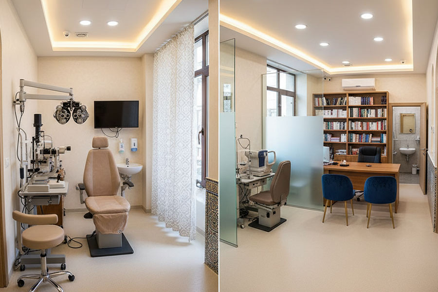 دکوراسیون مطب چشم پزشکی و بینایی سنجی + (مشاوره، طراحی و اجرا) 78 طراحی اتاق معاینه و سنجش بینایی