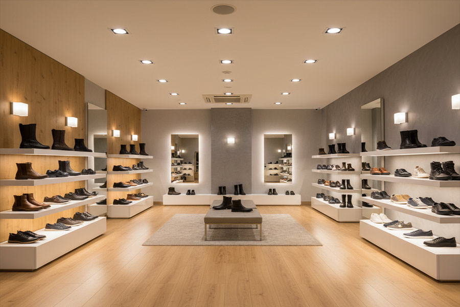 نورپردازی دکور کفش فروشی