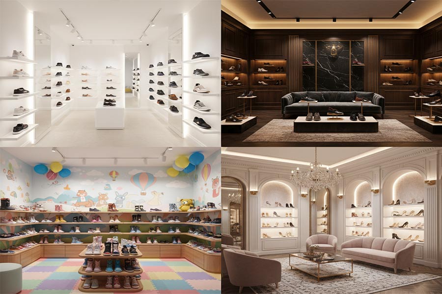 دکوراسیون کفش فروشی شیک