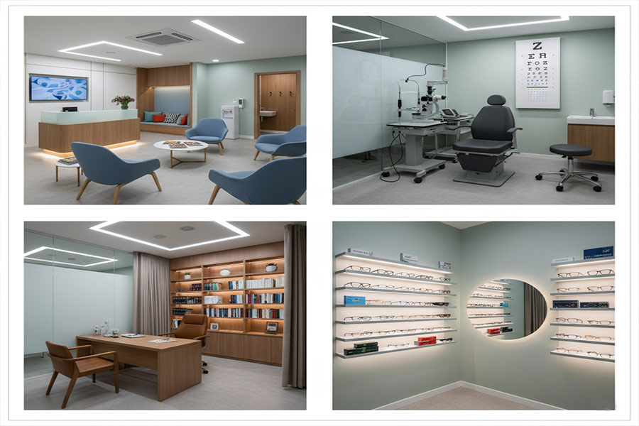دکوراسیون مطب چشم پزشکی و بینایی سنجی + (مشاوره، طراحی و اجرا) 76 طراحی فضاهای عملکردی و ریزفضاهای کلینیک چشم پزشکی