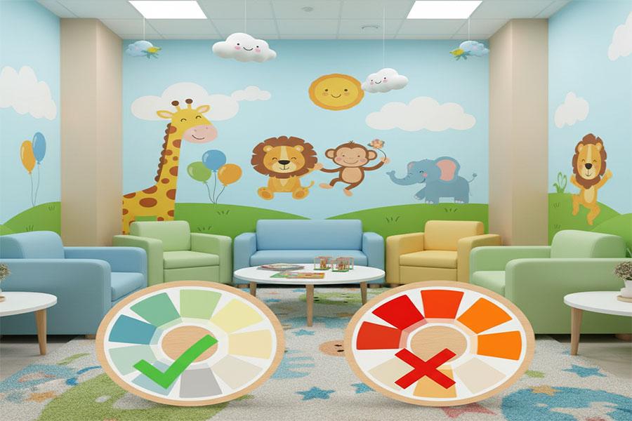 دکوراسیون مطب اطفال + (طراحی، مشاوره و اجرا) 73 روان شناسی رنگ ها در دکور مطب پزشک کودکان