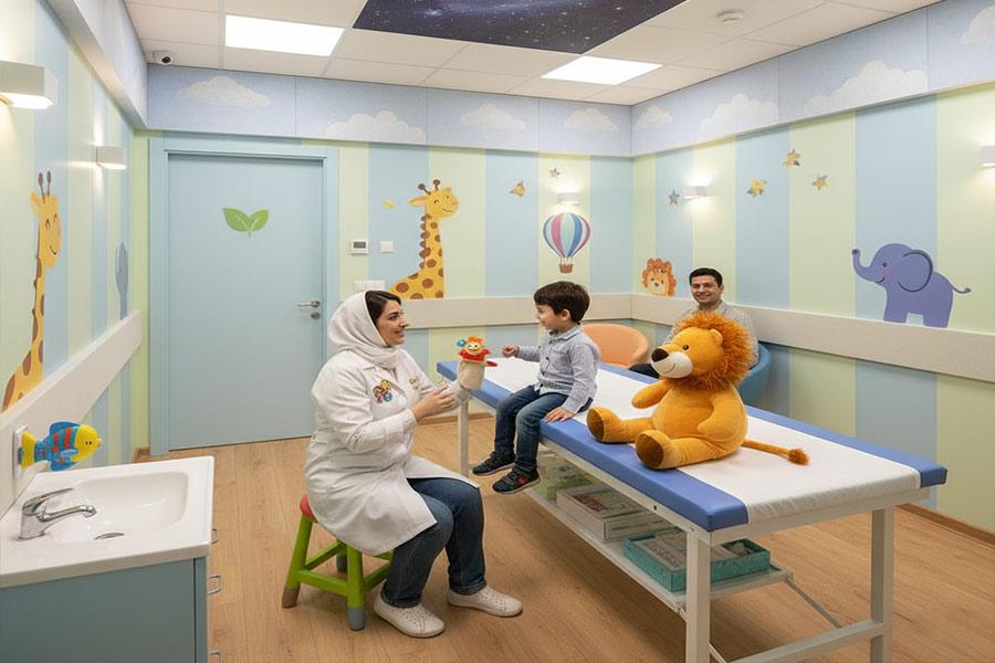 دکوراسیون مطب اطفال + (طراحی، مشاوره و اجرا) 79 طراحی اتاق معاینه متخصص کودکان و نوزادان