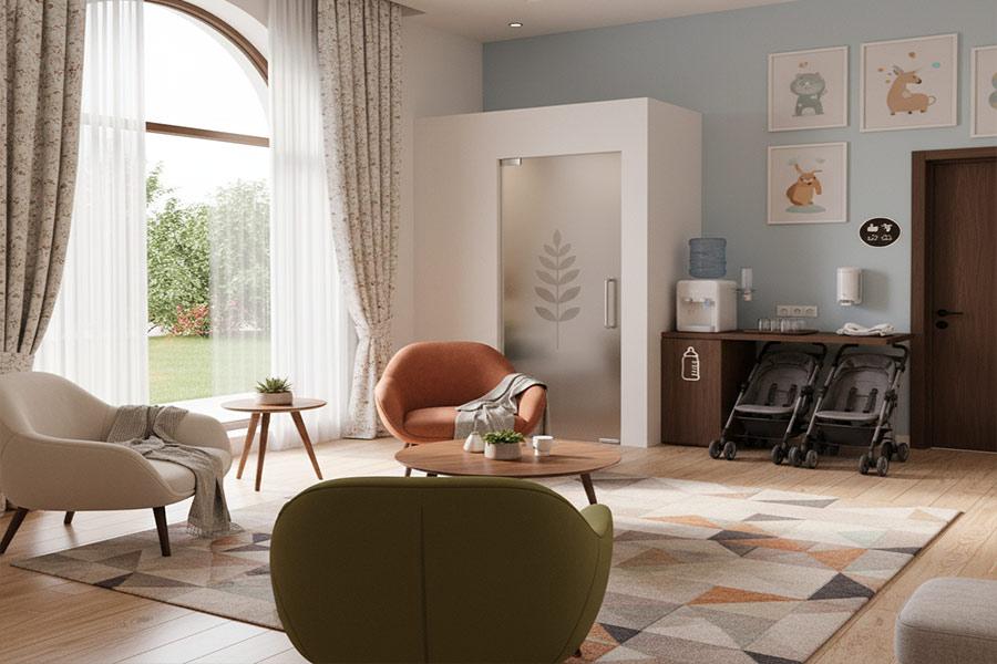 دکوراسیون مطب اطفال + (طراحی، مشاوره و اجرا) 80 طراحی فضای مخصوص والدین در مطب پزشک کودکان