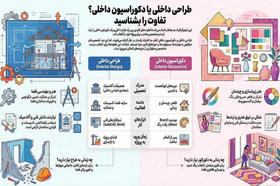 تفاوت طراحی داخلی و دکوراسیون داخلی چیست؟ 24 تفاوت طراحی داخلی و دکوراسیون داخلی
