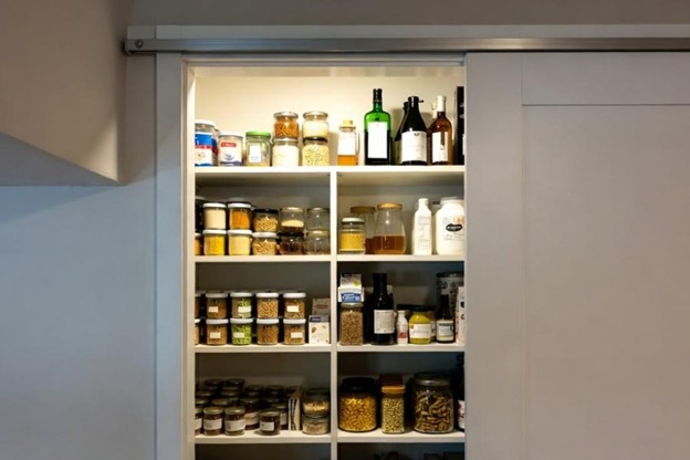 پنتری چیست | +20 مدل جذاب و راهنمای طراحی پنتری آشپزخانه 65 پنتری یکپارچه با کابینتهای بدون دستگیره