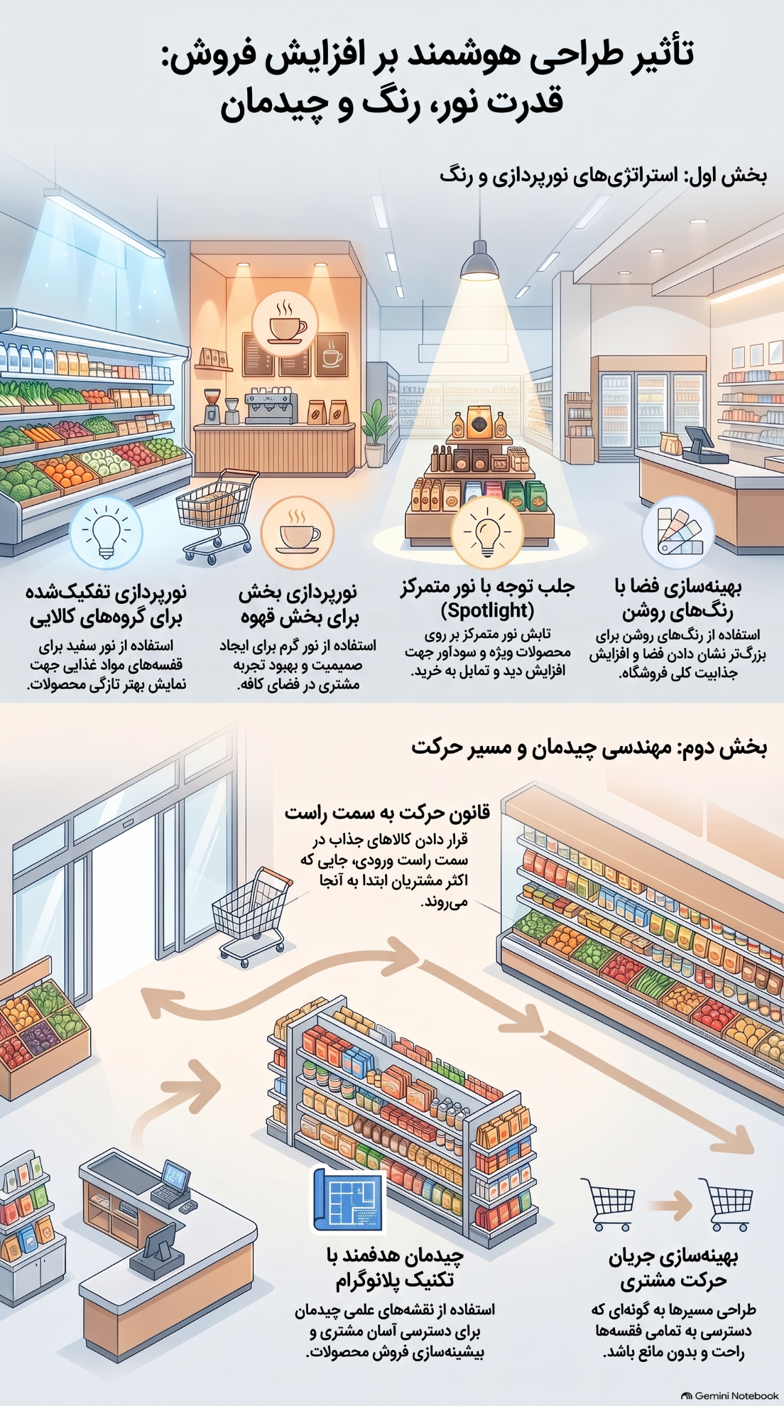 راهنمای جامع طراحی دکوراسیون سوپر مارکت و دکوراسیون قهوه فروشی در سال 1405 + 25 ایده طلایی 46 دکوراسیون سوپر مارکت