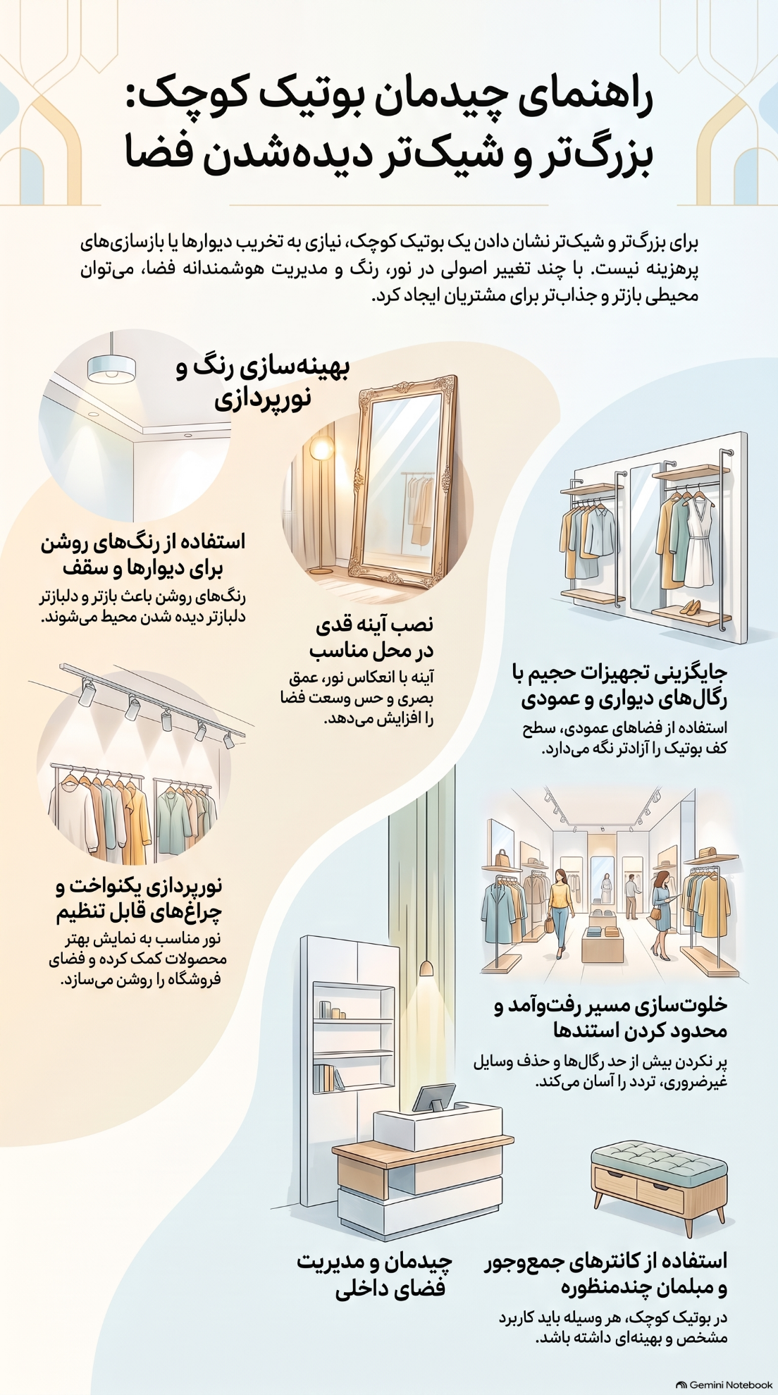 دکوراسیون بوتیک+ (۱۰ ایده جذاب برای طراحی شیک و مدرن) 52 دکوراسیون بوتیک
